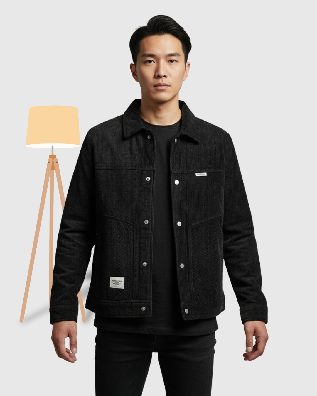 Men's Quilted Puffer Jacket with Black