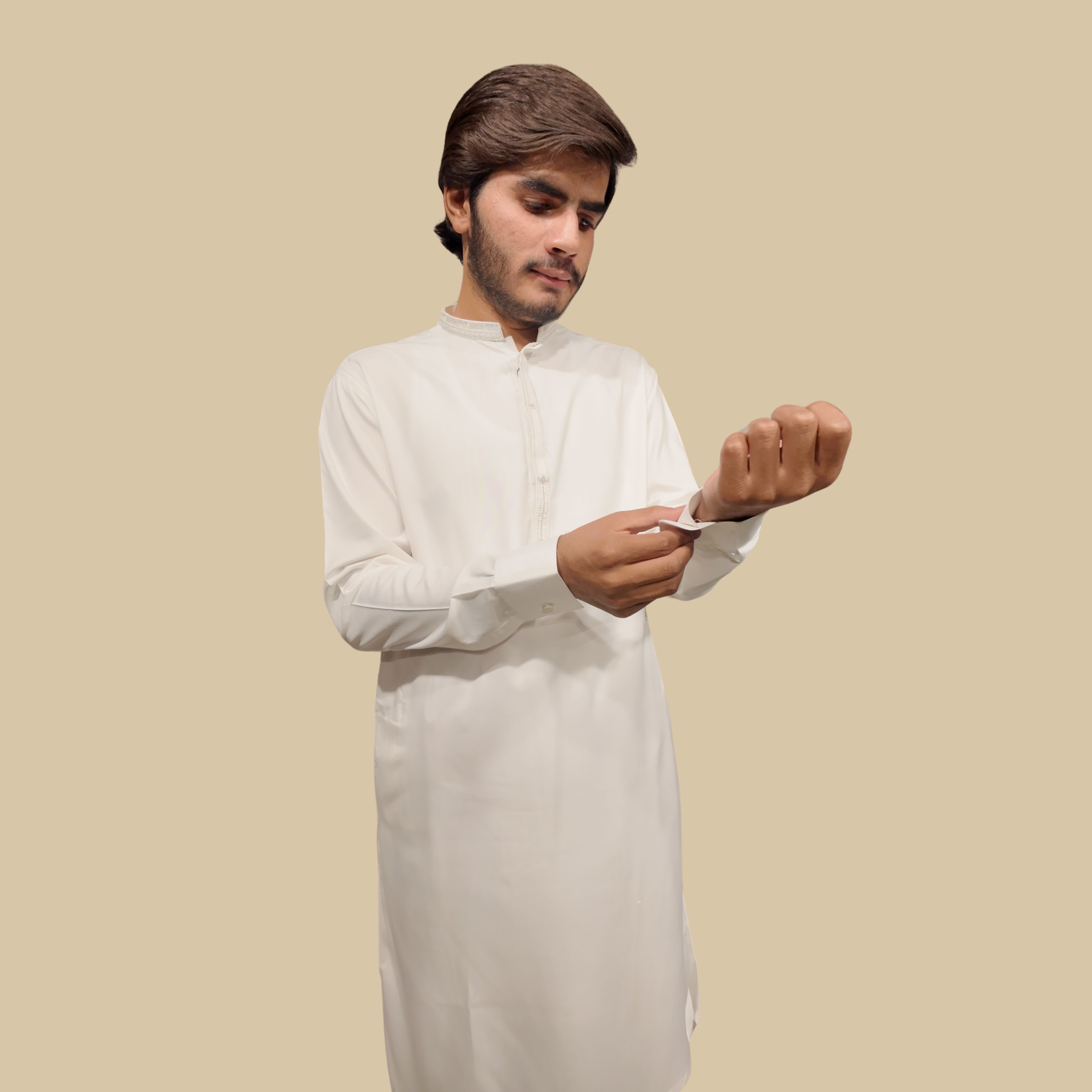 Embroidered White Kameez Shalwar For Men's