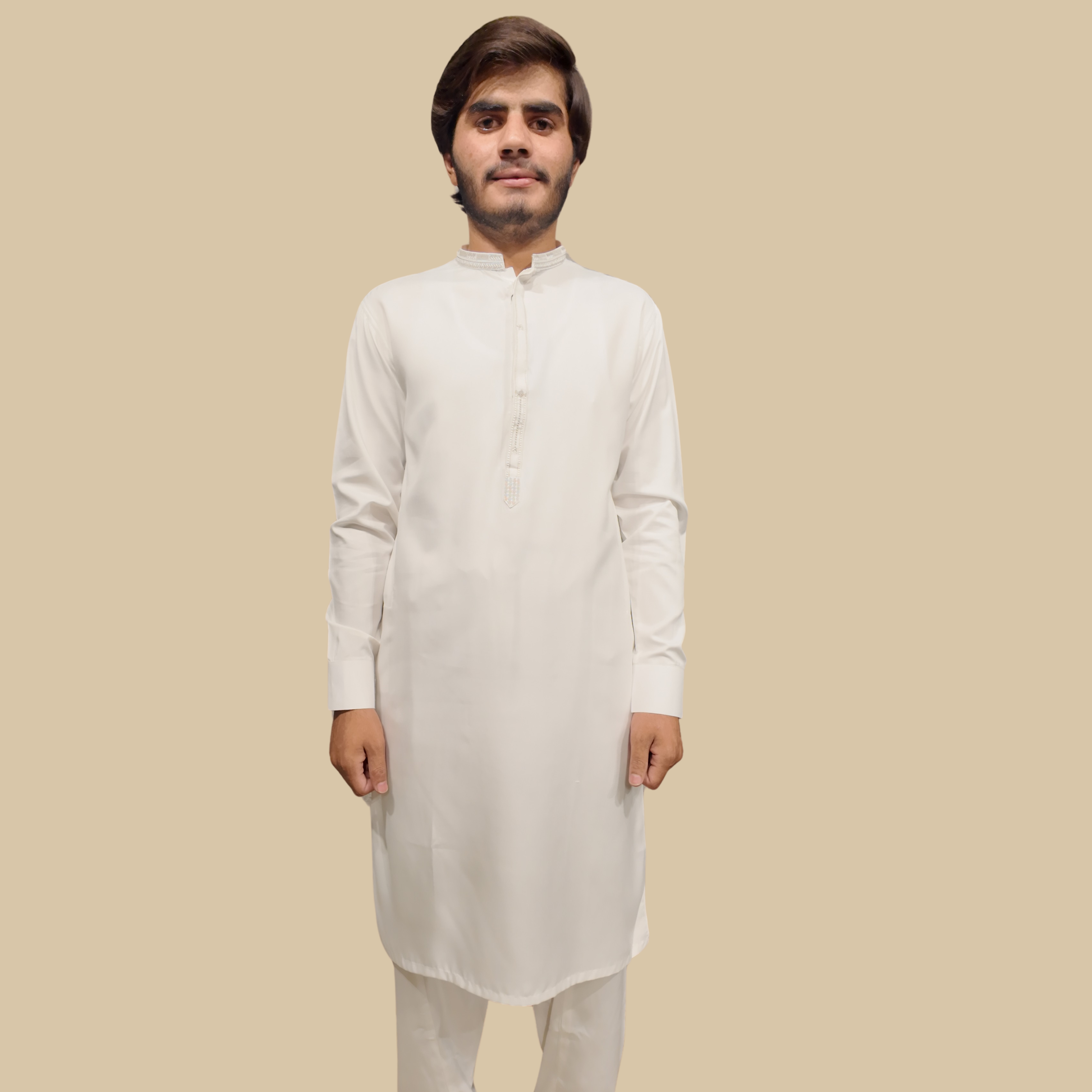 Embroidered White Kameez Shalwar For Men's