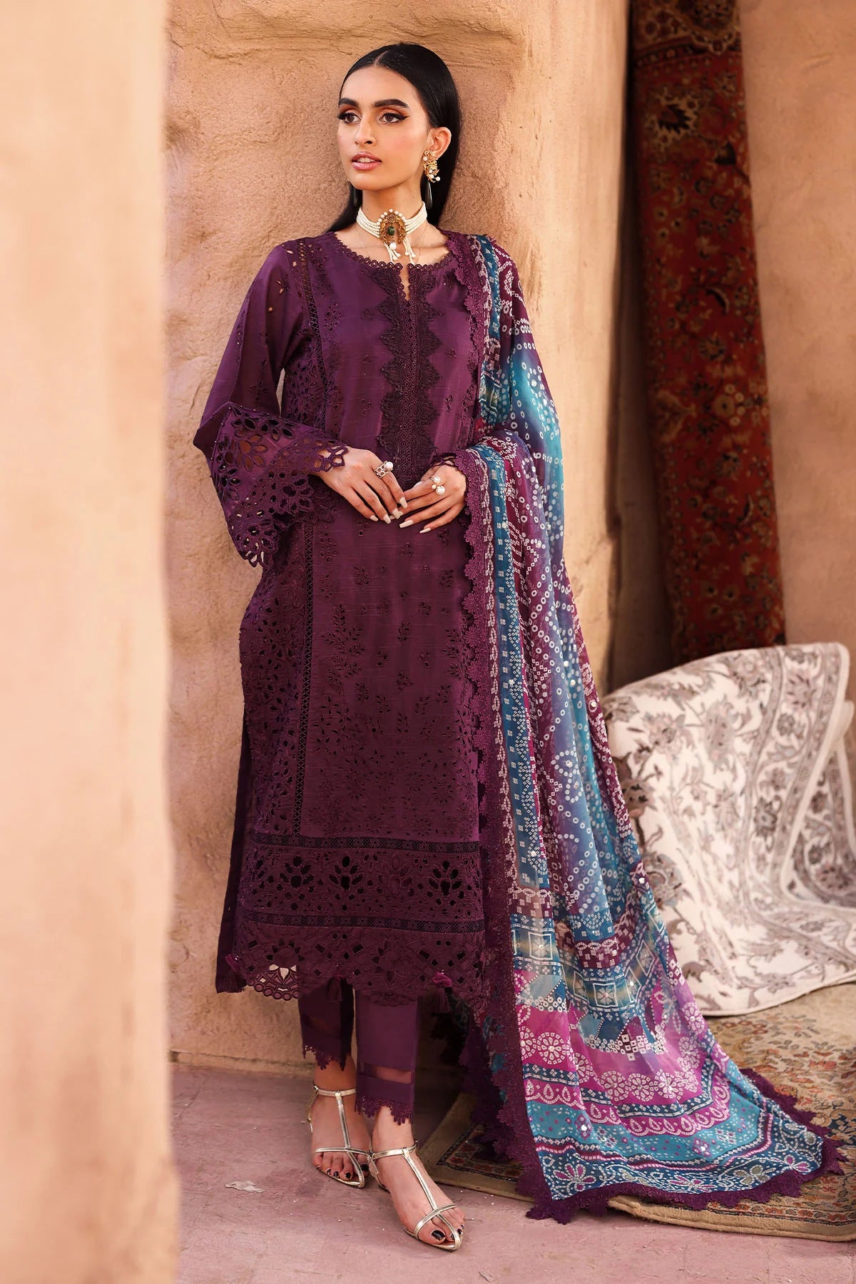 NUREH Bazar Chikankari Doriya Lawn Unstitched 3Pc Suit NE-161