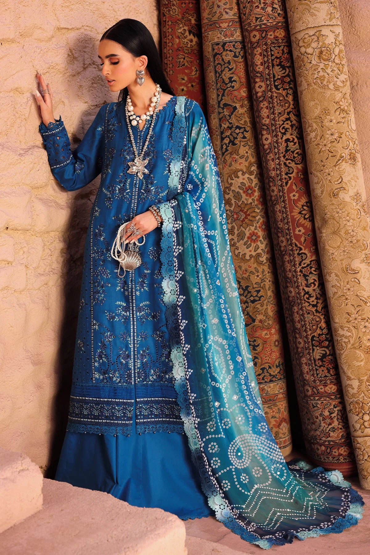 NUREH Bazar Chikankari Doriya Lawn Unstitched 3Pc Suit NE-160