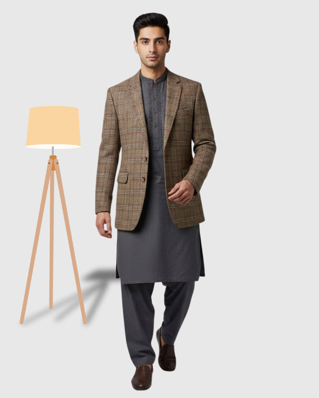 Casual Coat + Burgundy Shalwar Kameez For Men's
