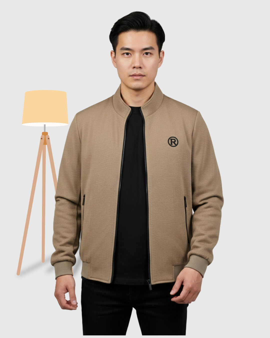 Men's Quilted Puffer Jacket with Brown