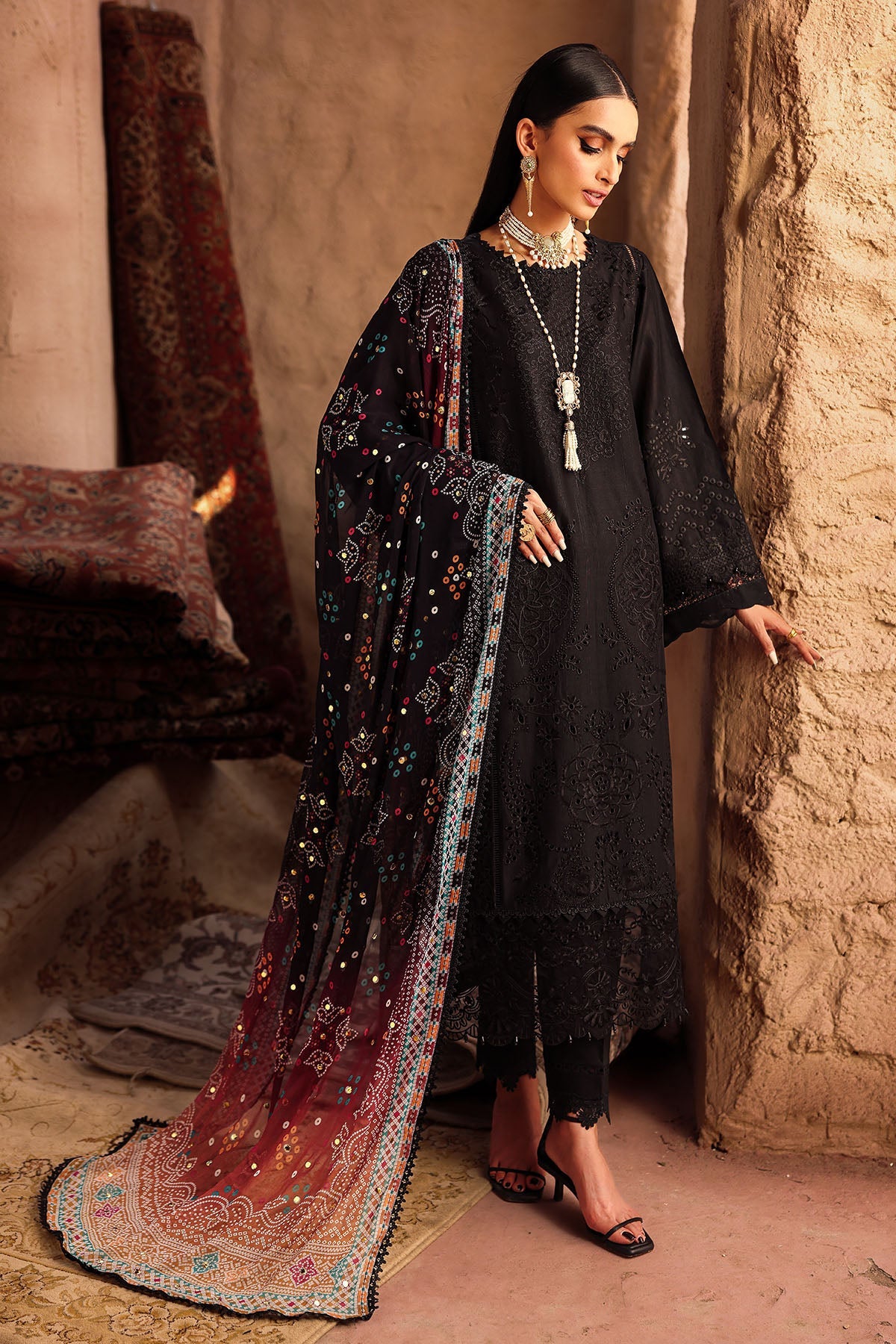 NUREH Bazar Chikankari Doriya Lawn Unstitched 3Pc Suit