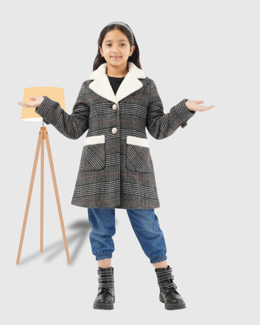 Elegant Kids Winter Coat – Stylish & Warm  Check Coat