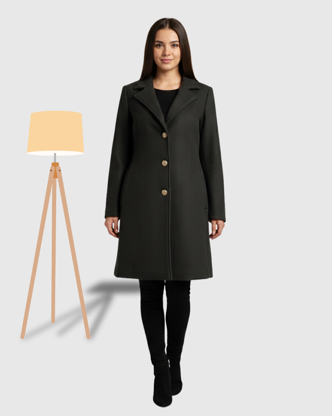 Classic One-Button Wool Coat black