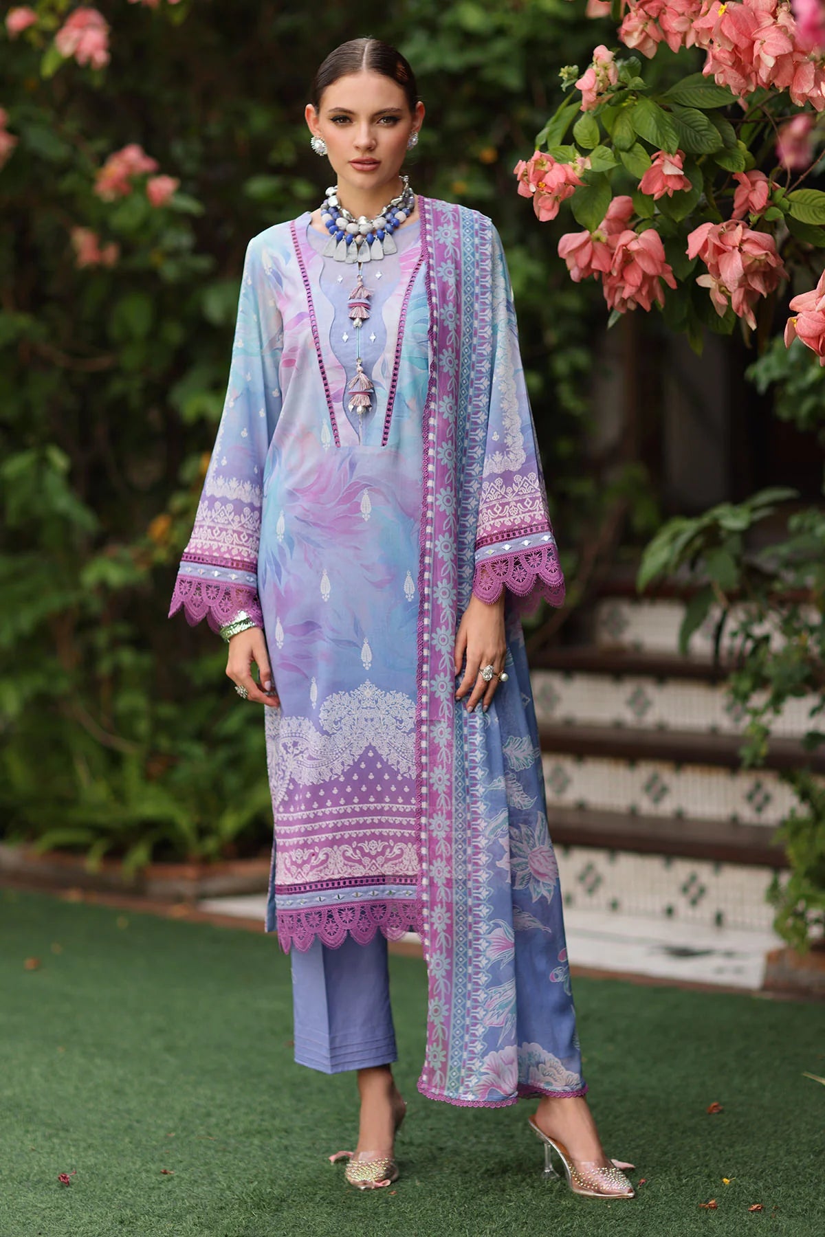 Nureh Signature Printed Marina Unstitched 3Pc Suit SP-156