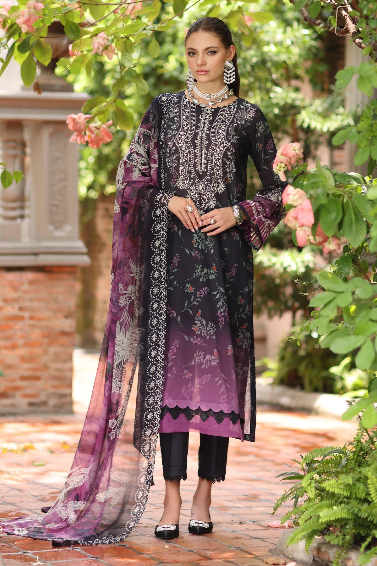Nureh Signature Printed Marina Unstitched 3Pc Suit SP-155