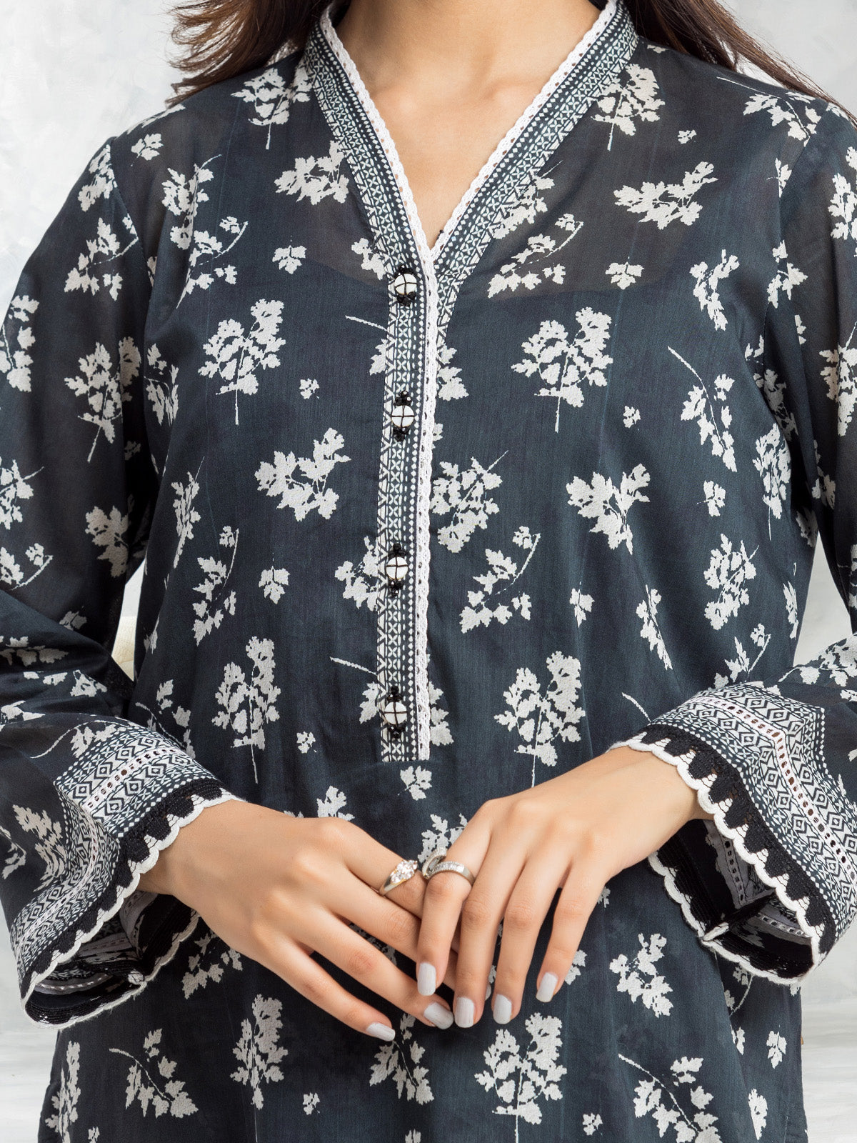 ED Unstitched Black Printed Lawn 3 Piece