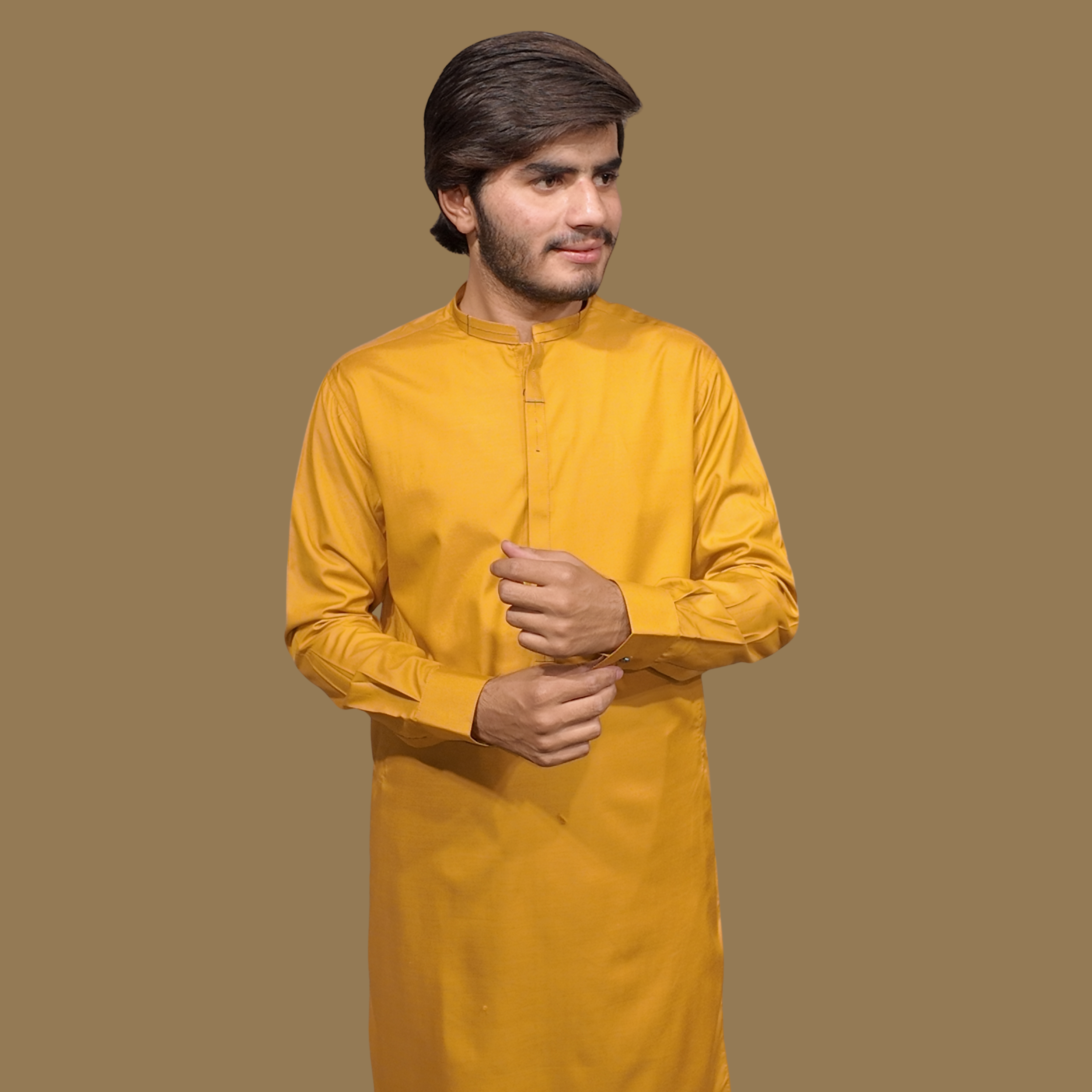 Embroidered Mustard  Kameez Shalwar For Men's