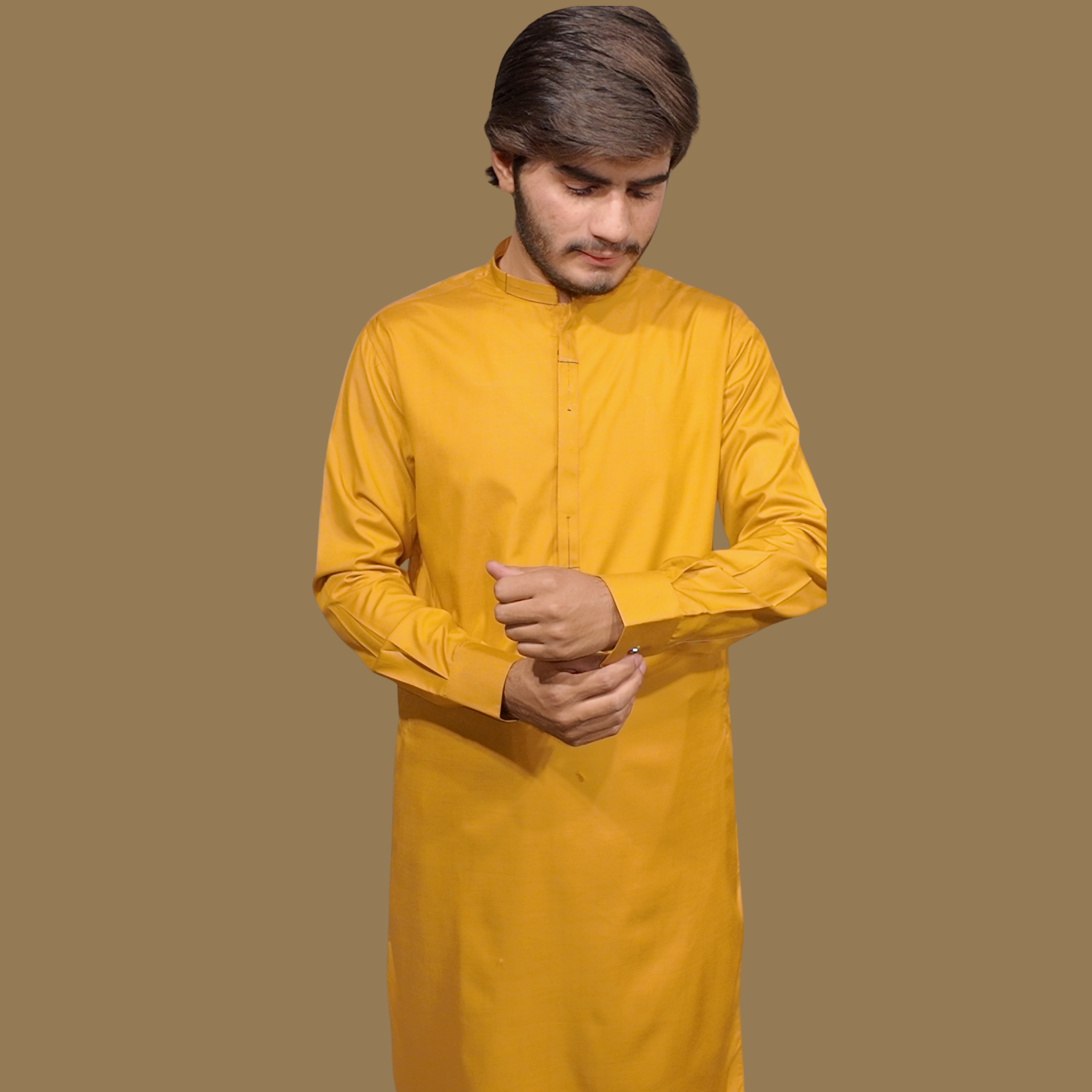 Embroidered Mustard  Kameez Shalwar For Men's