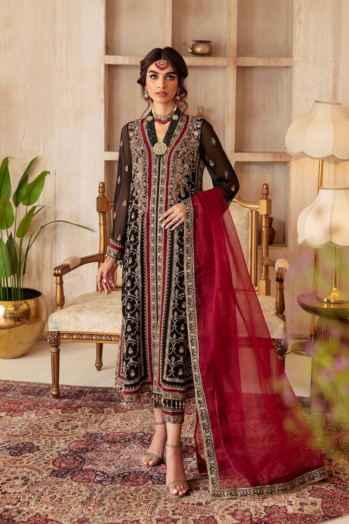 Mina Kashif Embroidered Shirt & Formal Chiffon Dupatta DJ4-06