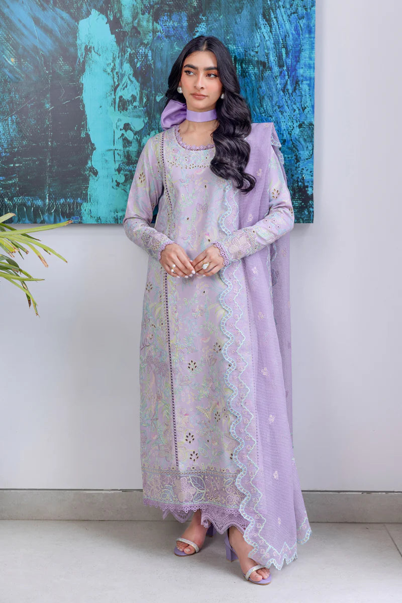 Rang Rasiya Carnation Embroidered Lawn Unstitched 3Pc Suit D-02 Lily