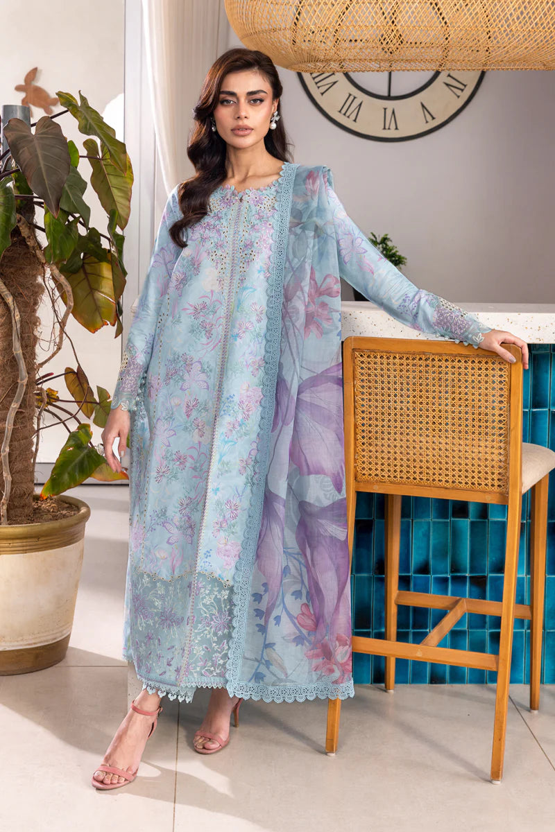 Rang Rasiya Carnation Embroidered Lawn Unstitched 3Pc Suit D-02 Leeza
