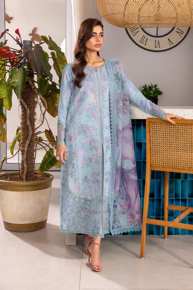 Rang Rasiya Carnation Embroidered Lawn Unstitched 3Pc Suit D-02 Leeza