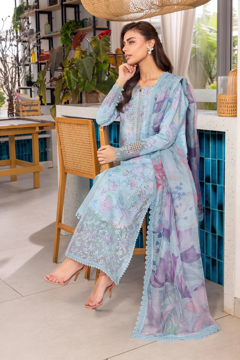 Rang Rasiya Carnation Embroidered Lawn Unstitched 3Pc Suit D-02 Leeza