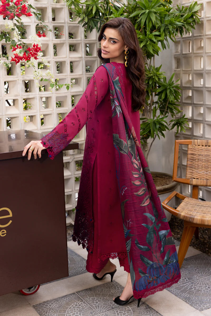 Rang Rasiya Carnation Embroidered Lawn Unstitched 3Pc Suit D-02 Aria