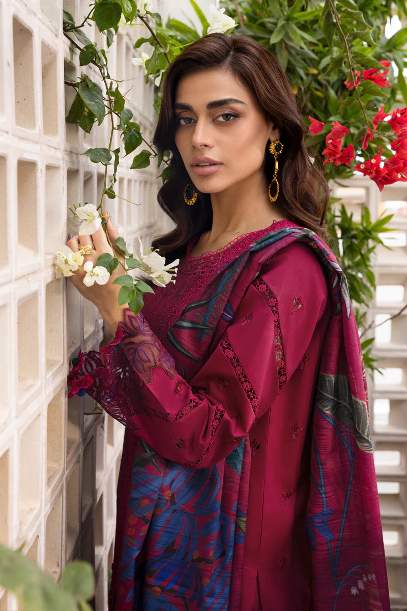 Rang Rasiya Carnation Embroidered Lawn Unstitched 3Pc Suit D-02 Aria