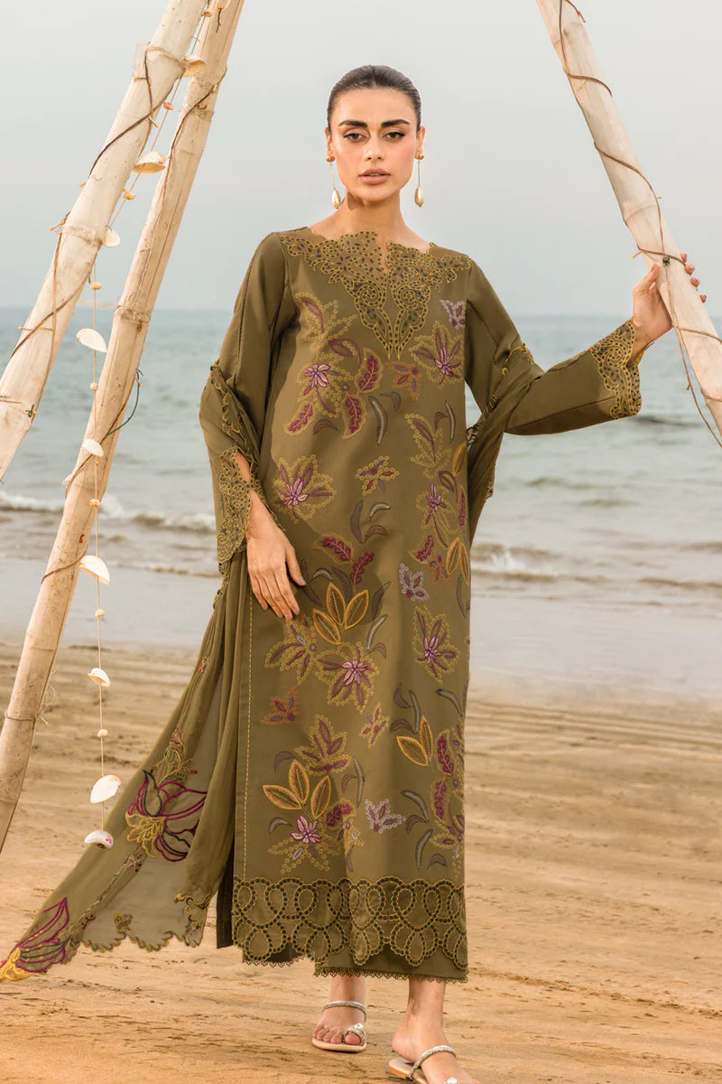Rang Rasiya Carnation Embroidered Lawn Unstitched 3Pc Suit D-02 Leah