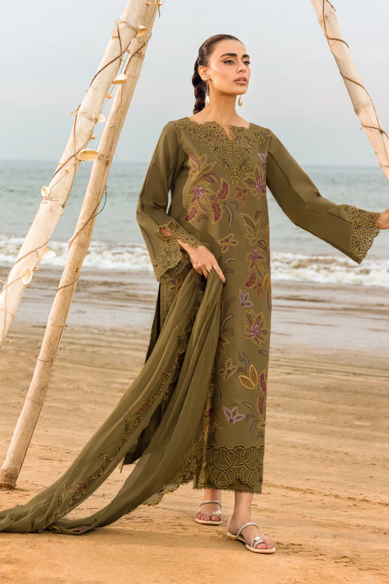 Rang Rasiya Carnation Embroidered Lawn Unstitched 3Pc Suit D-02 Leah