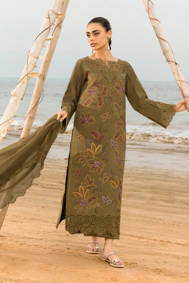 Rang Rasiya Carnation Embroidered Lawn Unstitched 3Pc Suit D-02 Leah