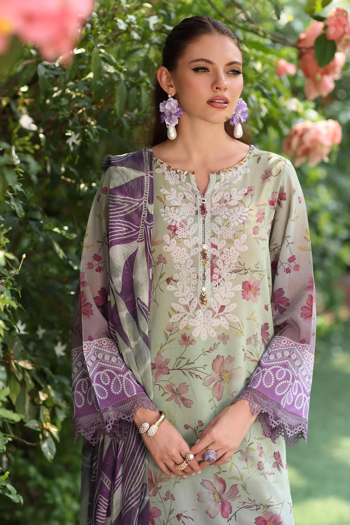 Nureh Signature Printed Marina Unstitched 3Pc Suit SP-152