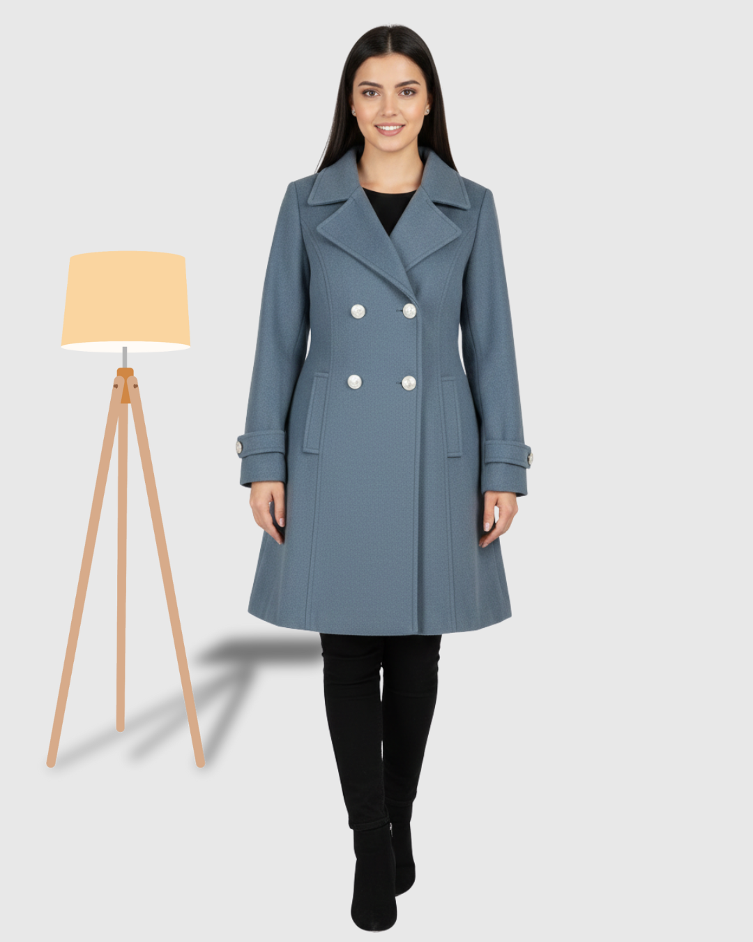 Classic One-Button Wool Coat Light Blue