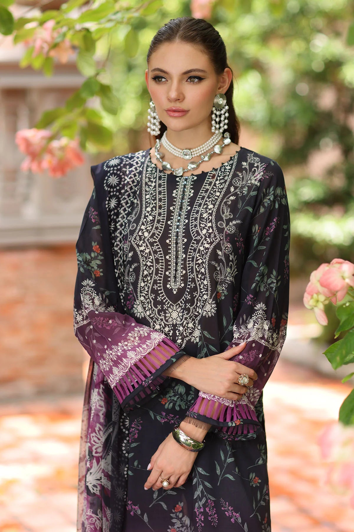 Nureh Signature Printed Marina Unstitched 3Pc Suit SP-155