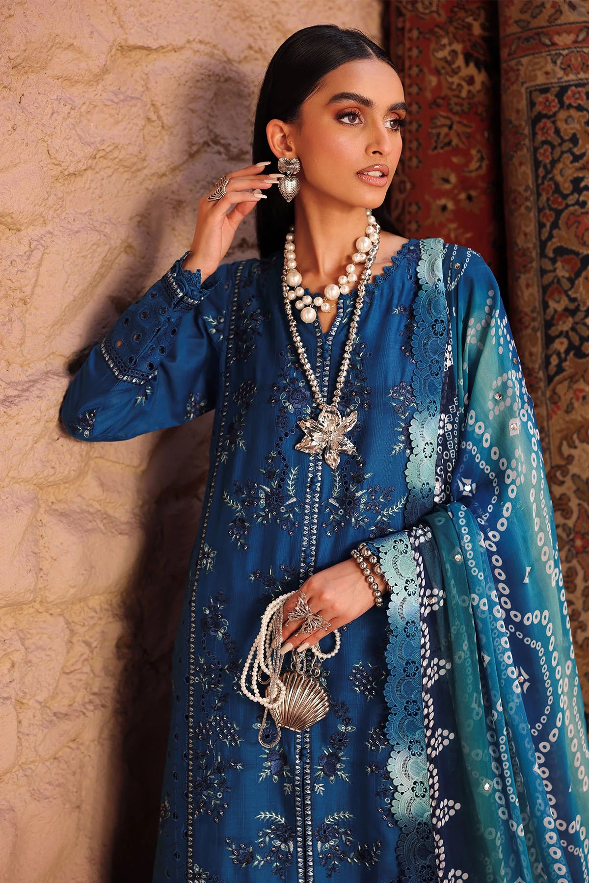 NUREH Bazar Chikankari Doriya Lawn Unstitched 3Pc Suit NE-160