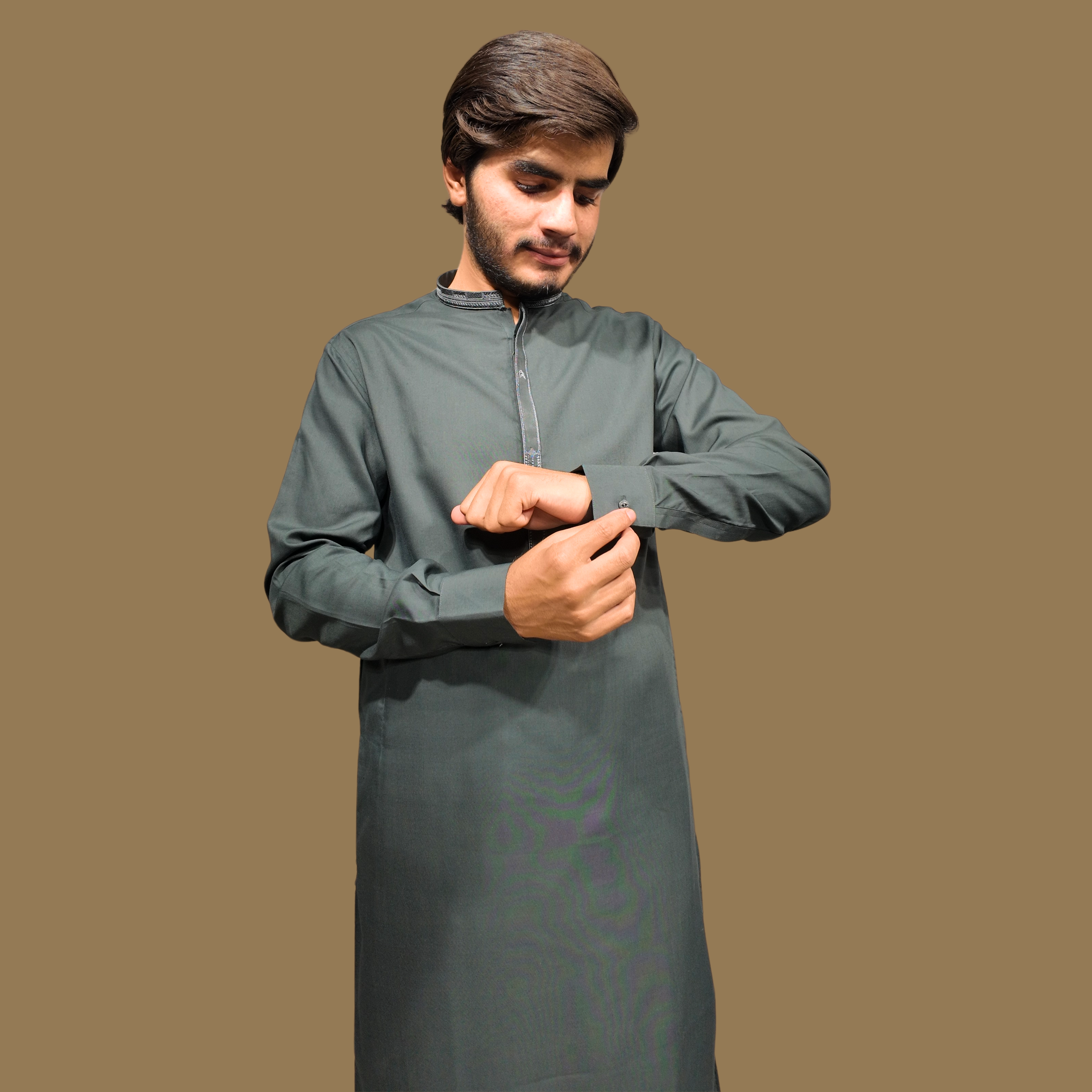 Embroidere Green Kameez Shalwar For Men's