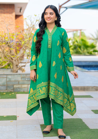 MC-Suit, ALL OVER gold PRINTED Frock and Trouser with duppata