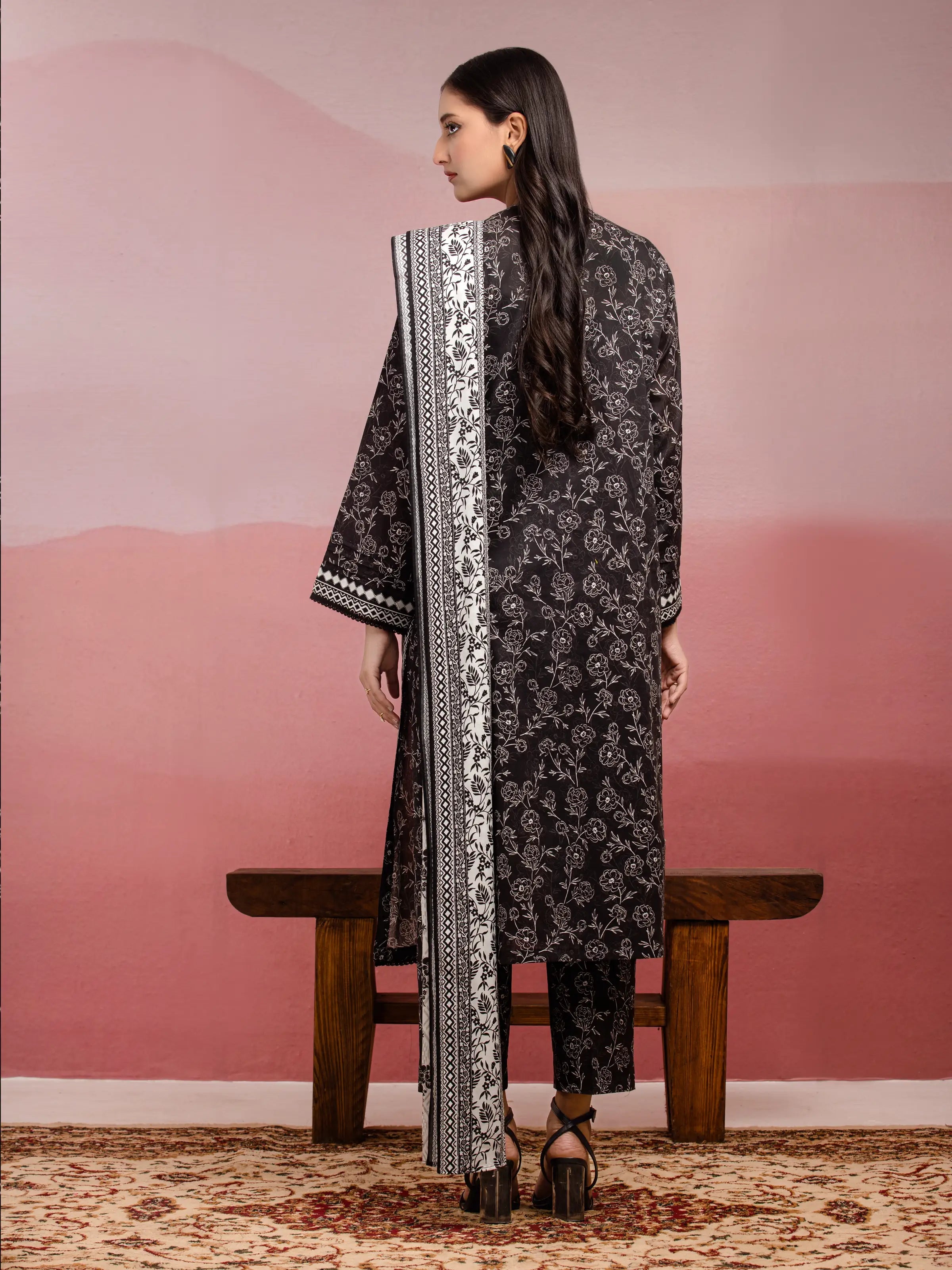 ED Unstitched Black Printed Lawn 3 Piece