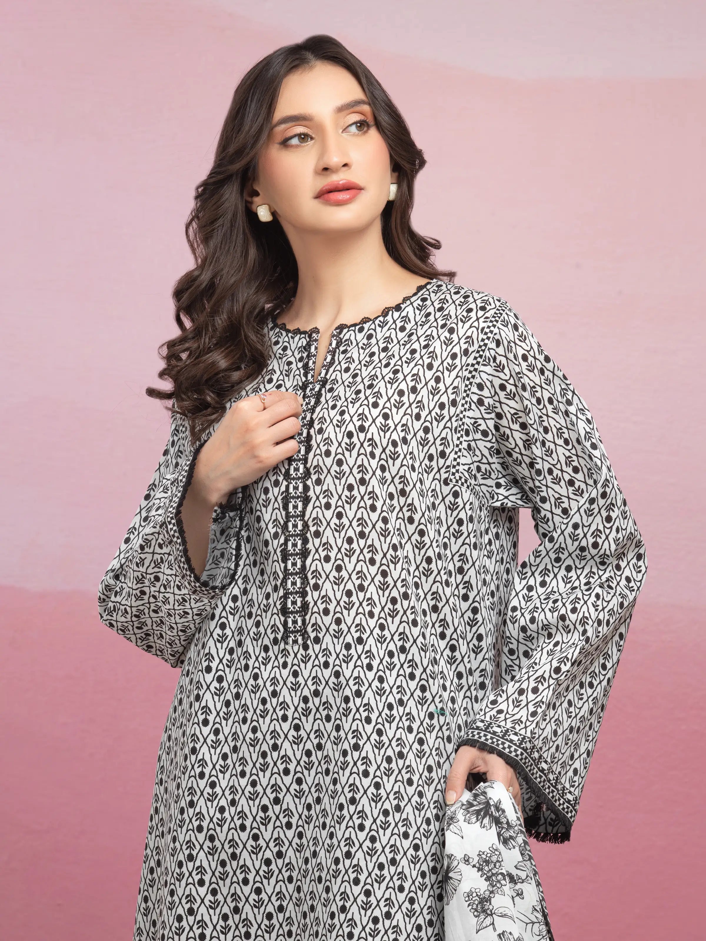 ED Unstitched White Printed Lawn 3 Piece