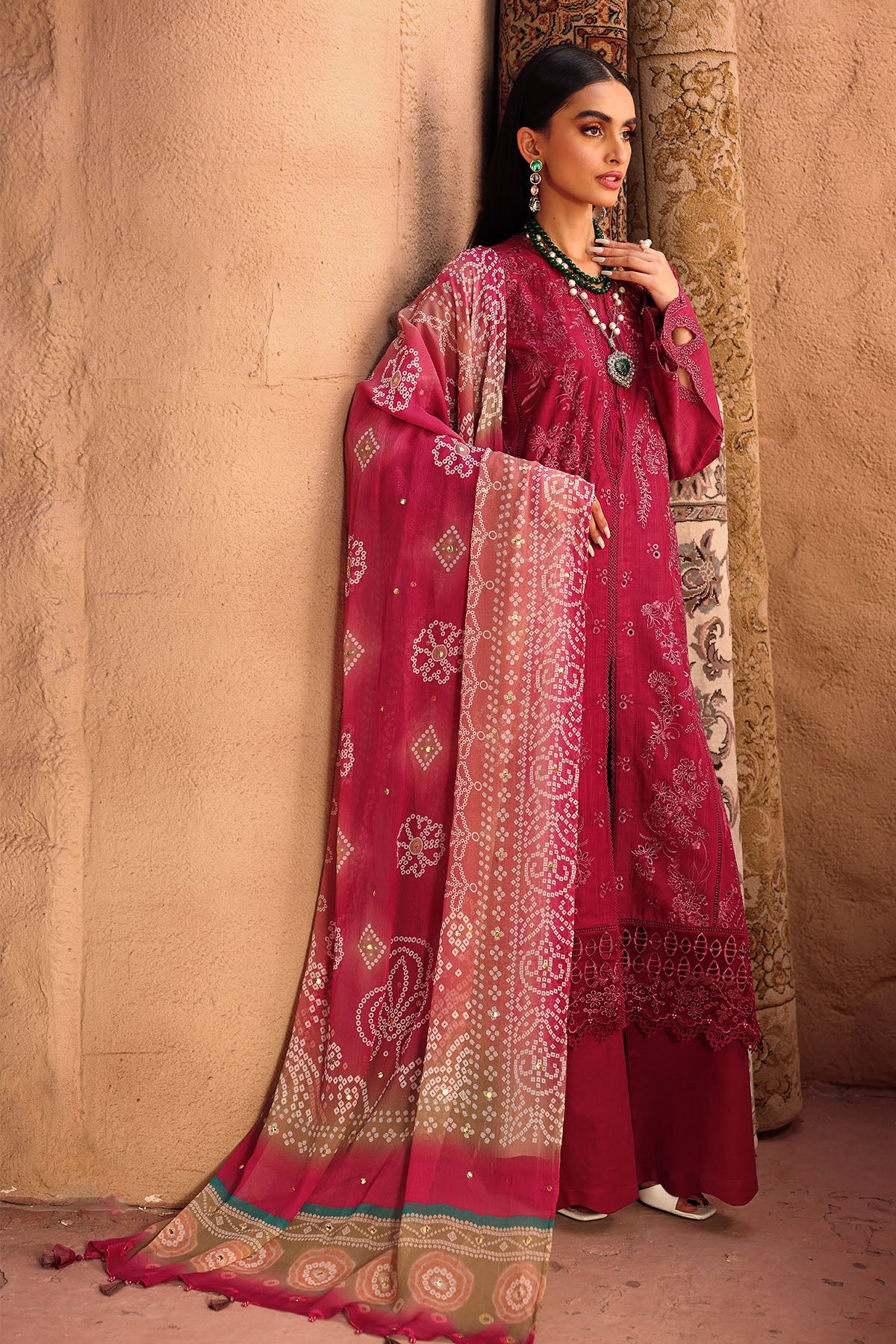 NUREH Bazar Chikankari Doriya Lawn Unstitched 3Pc Suit NE-158