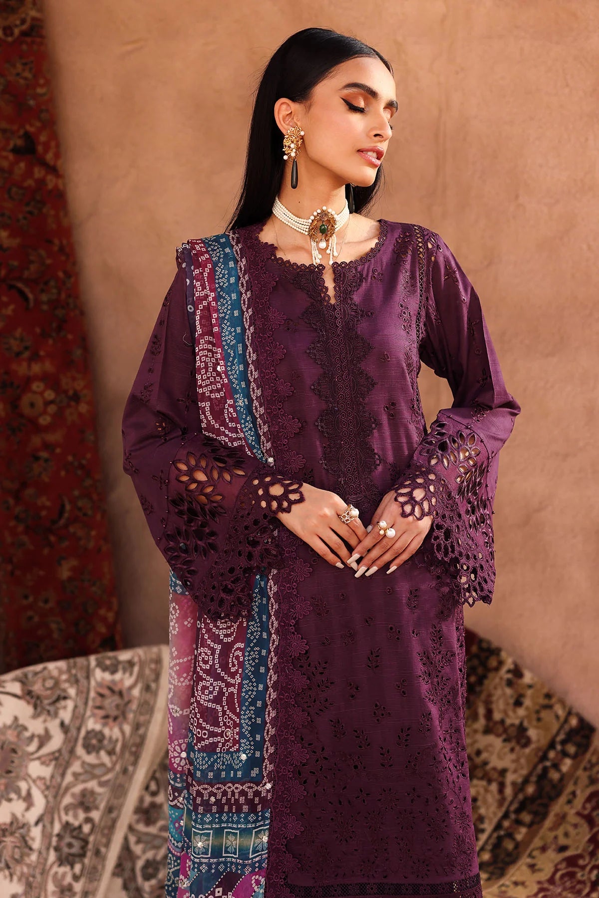 NUREH Bazar Chikankari Doriya Lawn Unstitched 3Pc Suit NE-161