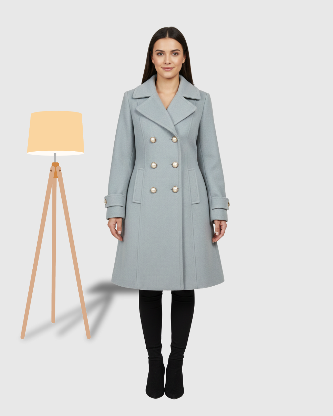 Classic One-Button Wool Coat Ice Blue