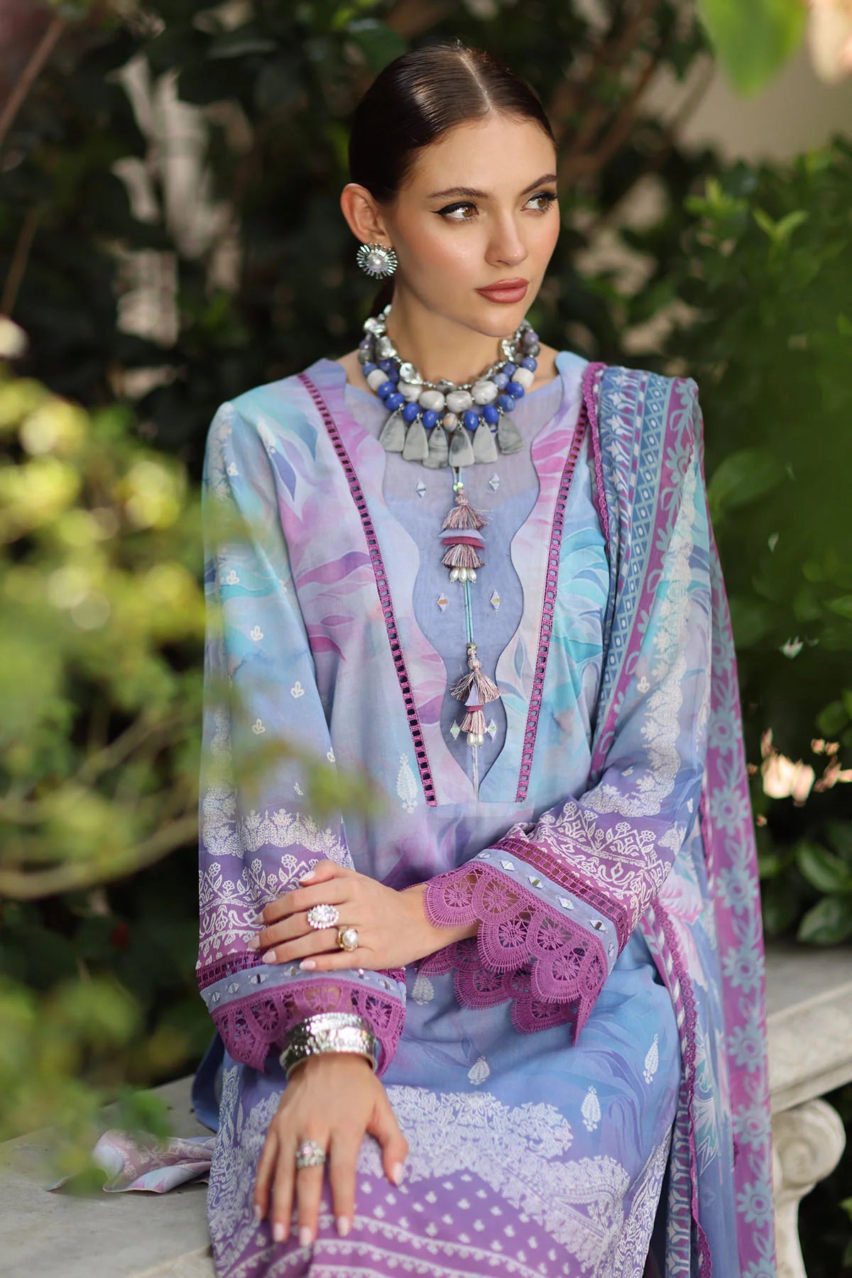 Nureh Signature Printed Marina Unstitched 3Pc Suit SP-156
