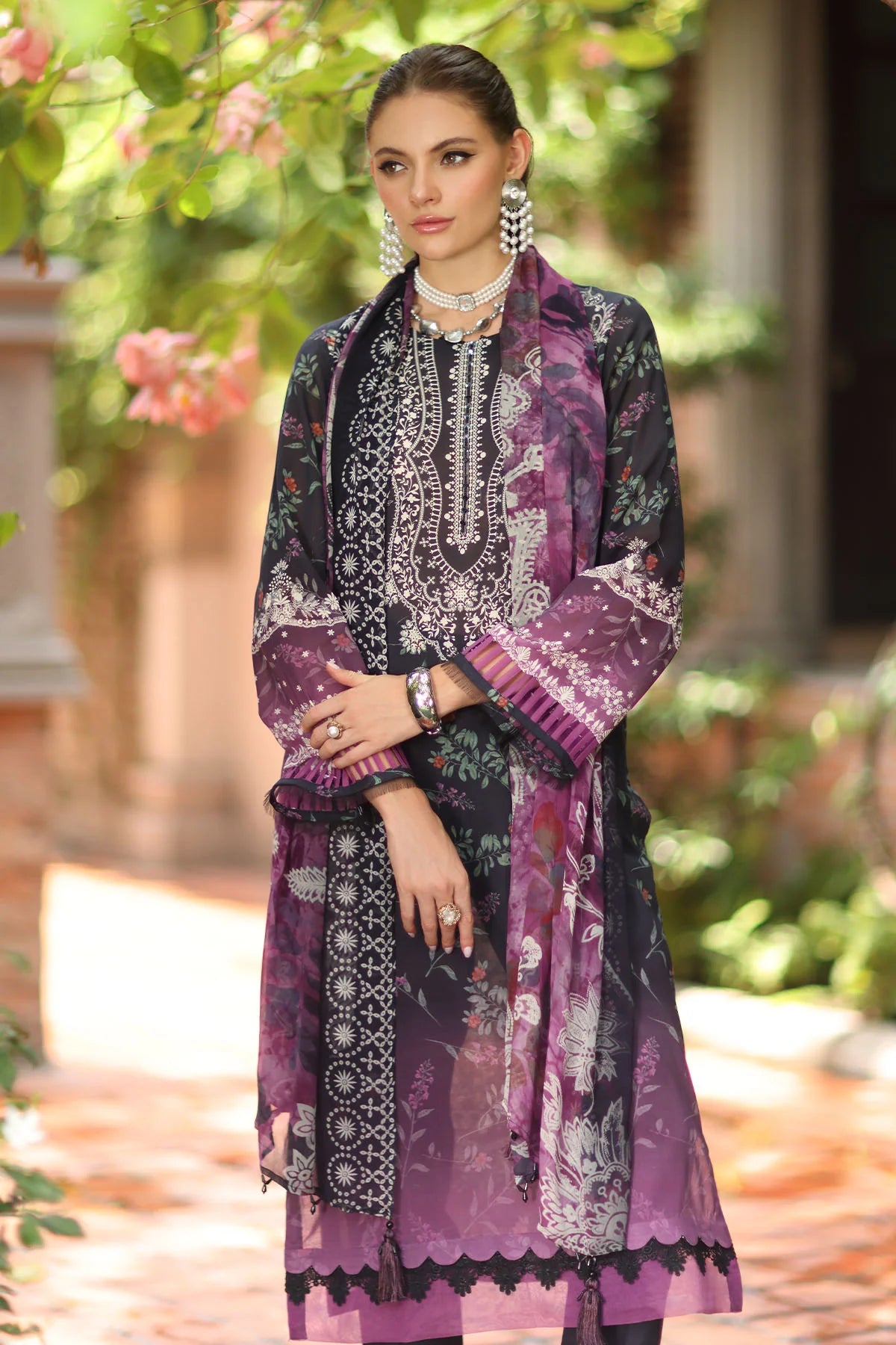 Nureh Signature Printed Marina Unstitched 3Pc Suit SP-155