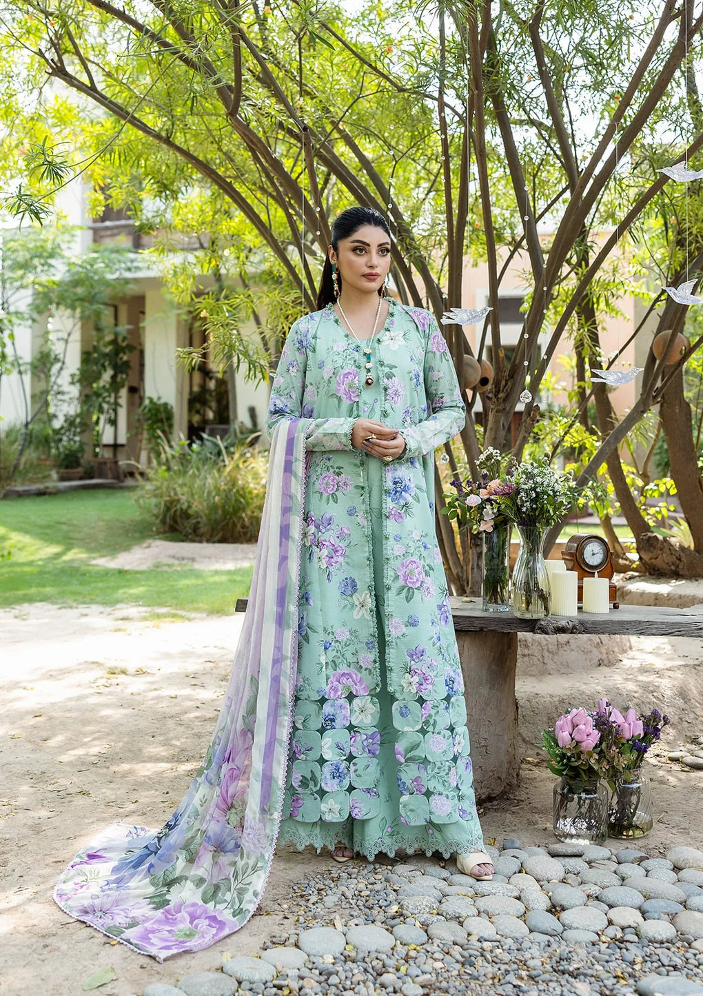 Elaf Premium Printed Lawn Suits Unstitched 3 Piece ECD-1A GARDENELLE