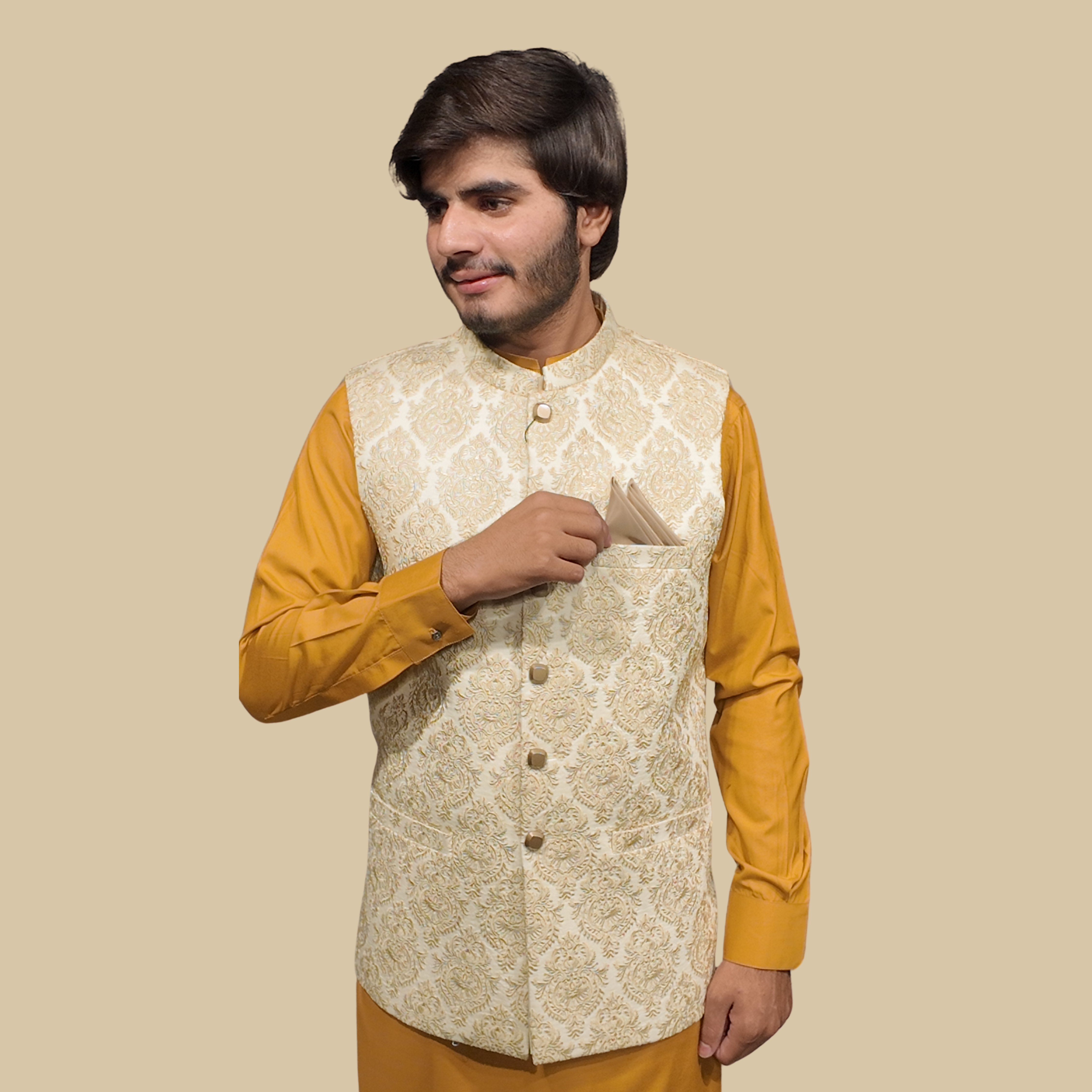 Dark Golden Men Waistcoat