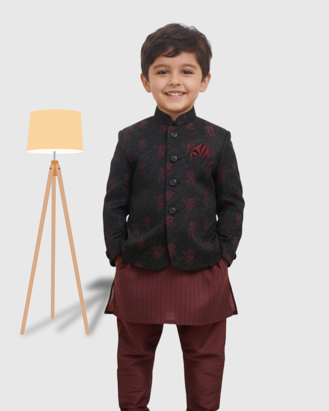 Prince Coat Kurta Trouser Embroidered  - Kids