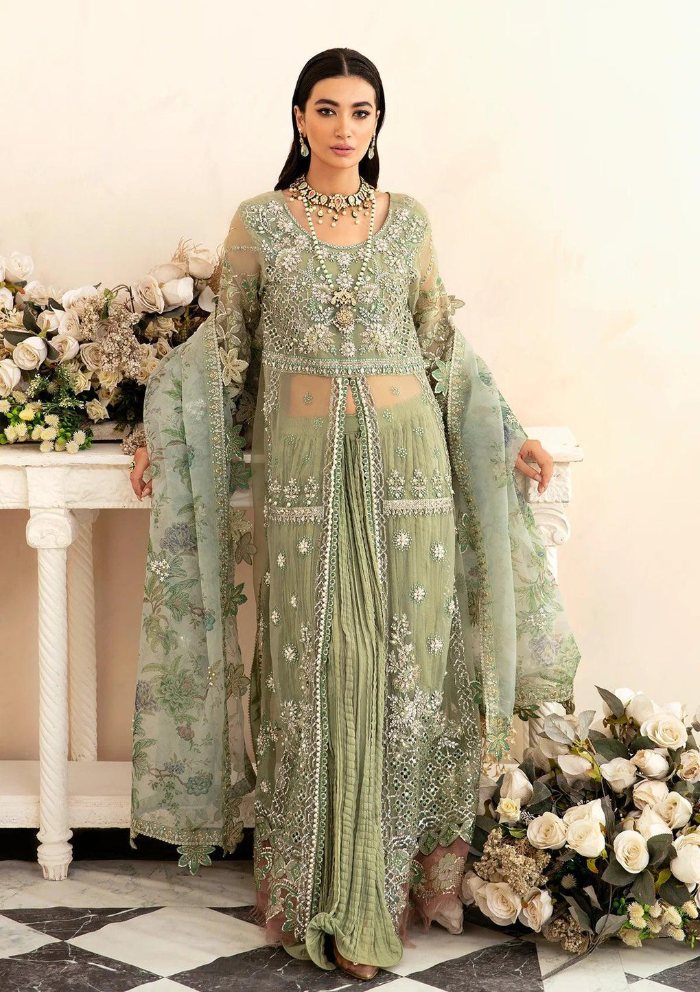 Elaf ECH-04 Shahbano unstitched Organza Shirt with Digital Printed