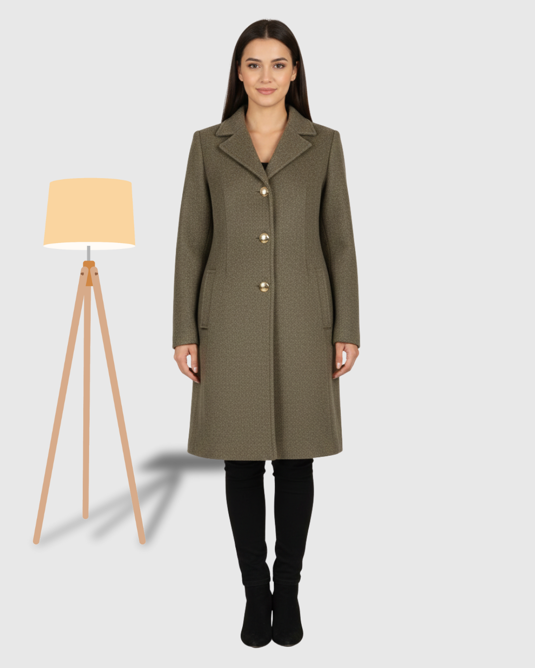 Classic One-Button Wool Coat Dark Olive