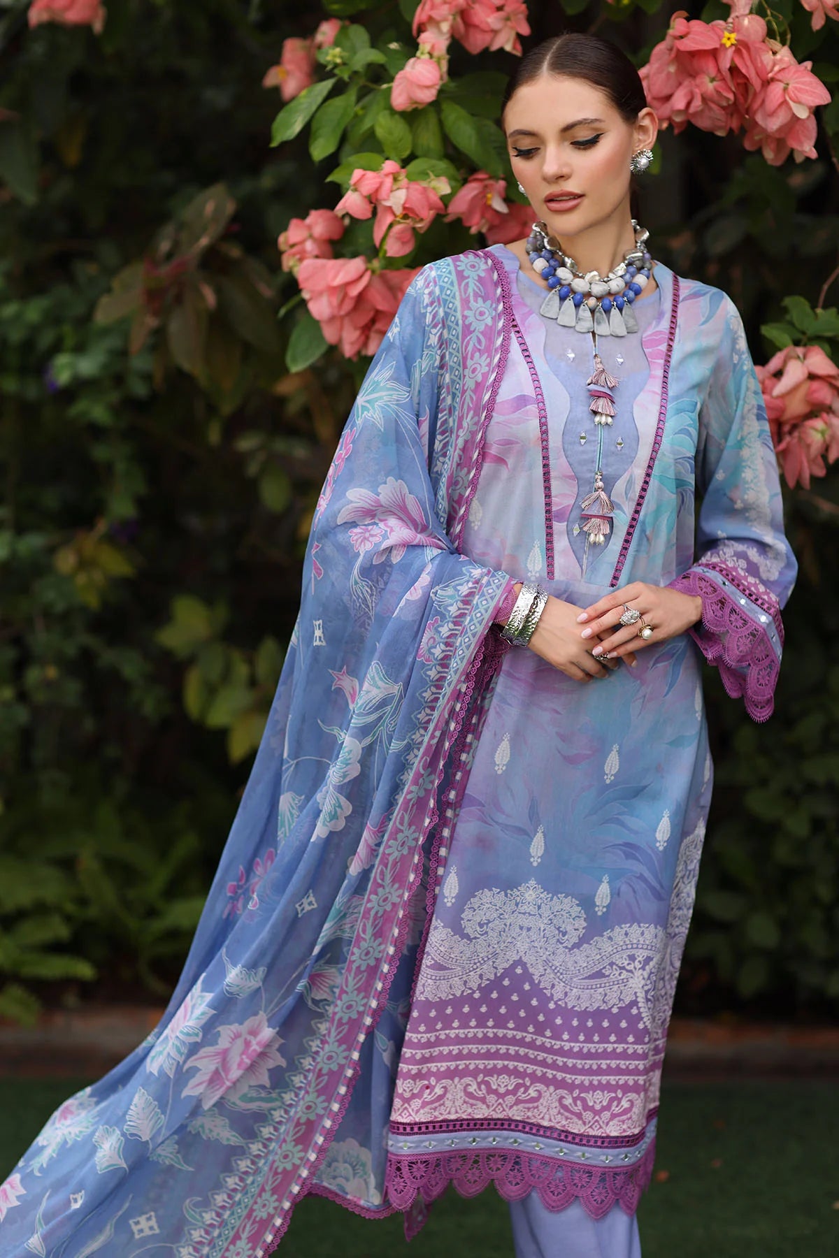Nureh Signature Printed Marina Unstitched 3Pc Suit SP-156