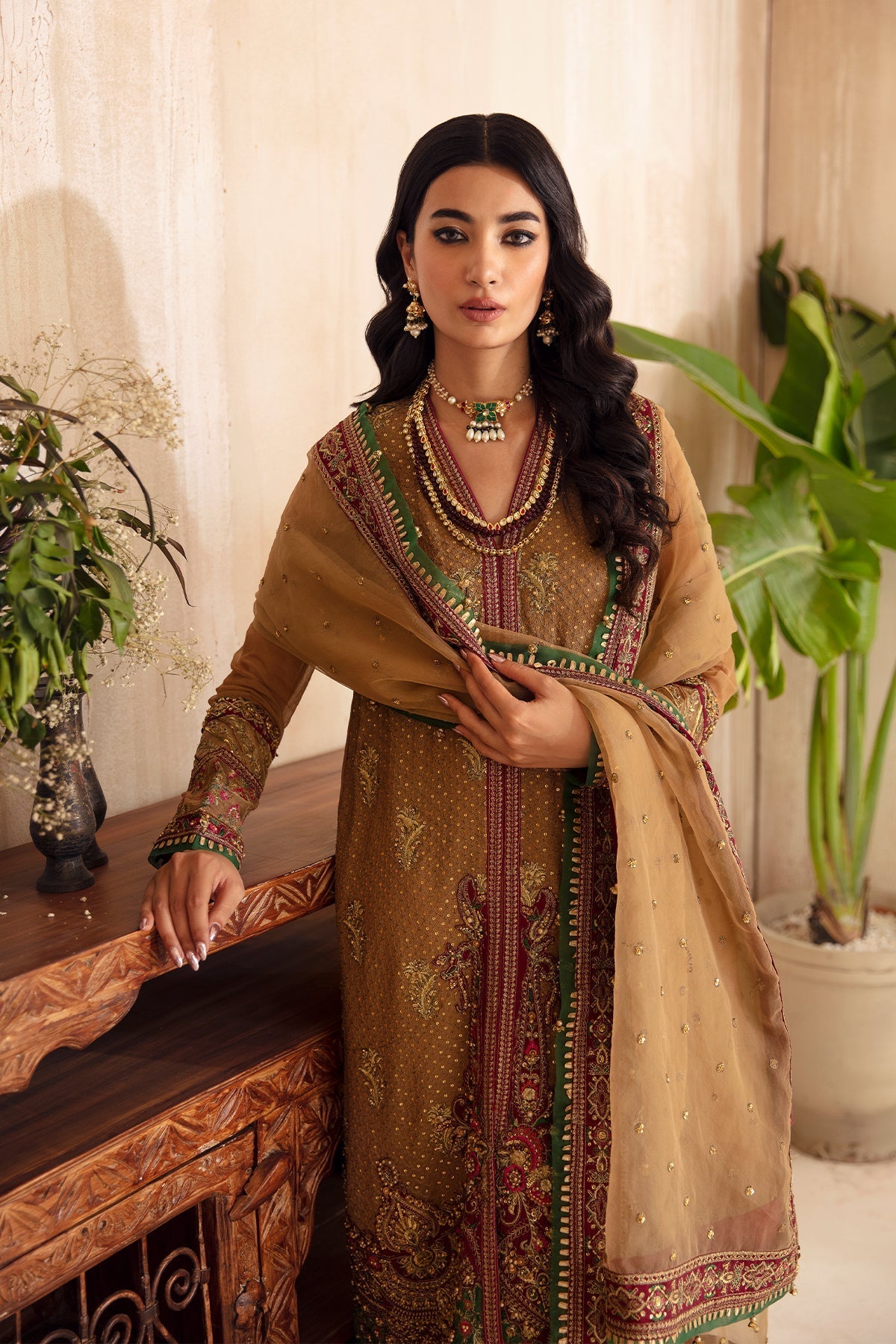 Mina Kashif  Embroidered Shirt & Formal Chiffon Dupatta DJ4-07