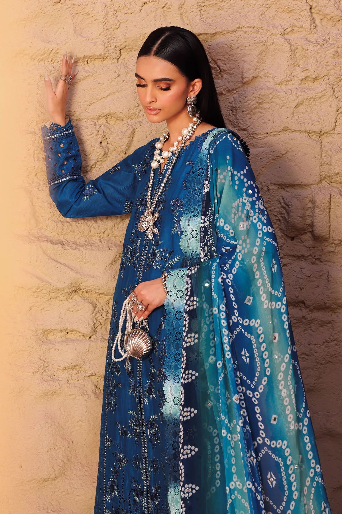 NUREH Bazar Chikankari Doriya Lawn Unstitched 3Pc Suit NE-160