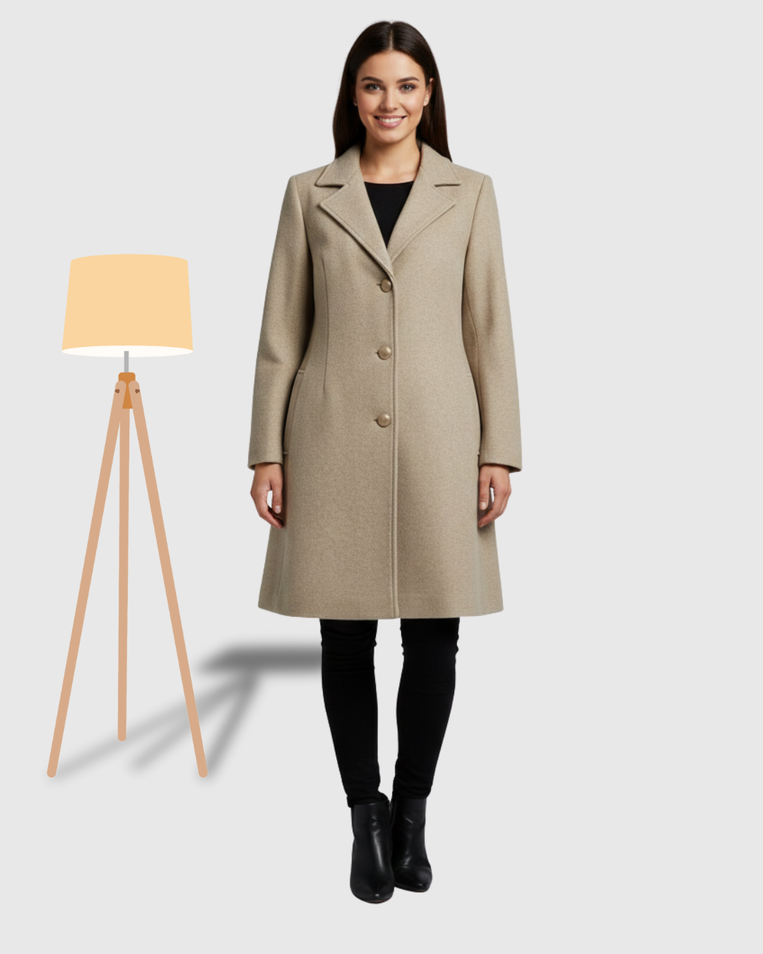 Classic One-Button Wool Coat Light Blue-Grey