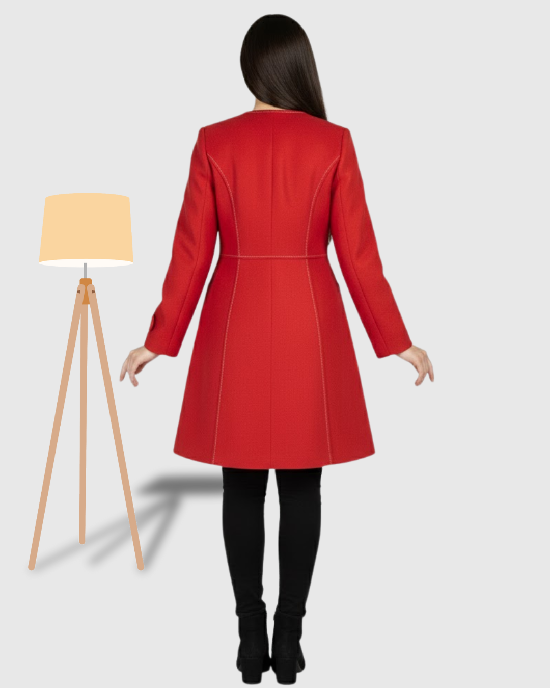 Classic One-Button Wool Coat Red