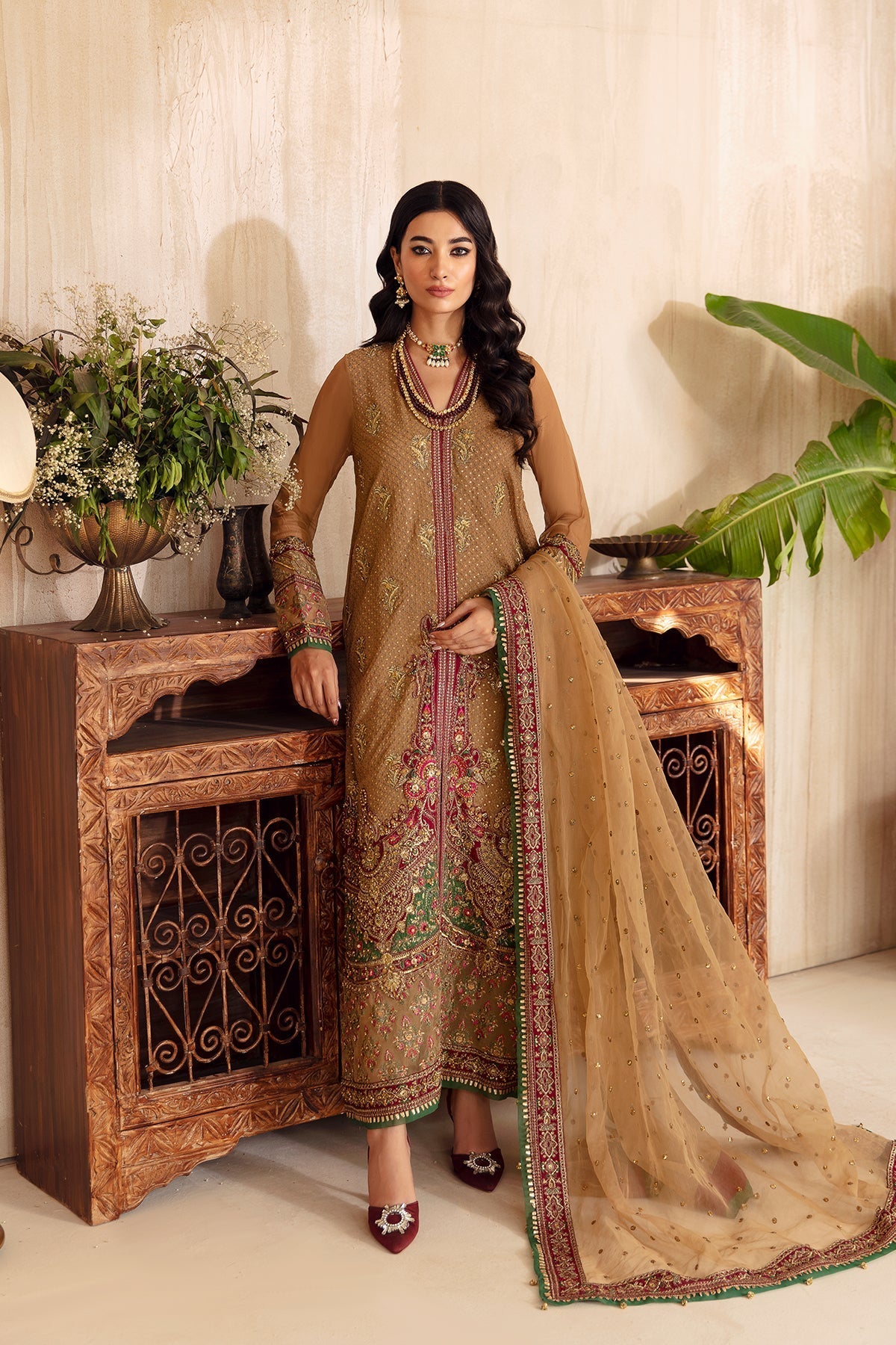 Mina Kashif  Embroidered Shirt & Formal Chiffon Dupatta DJ4-07