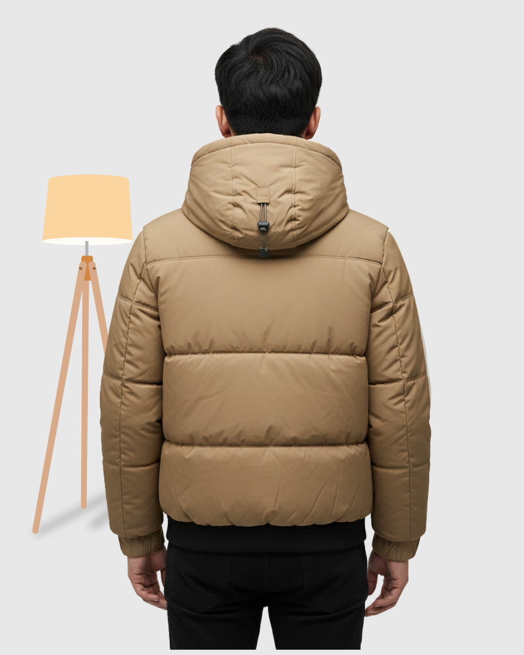 Men's Quilted Puffer Jacket with Bronze Brown